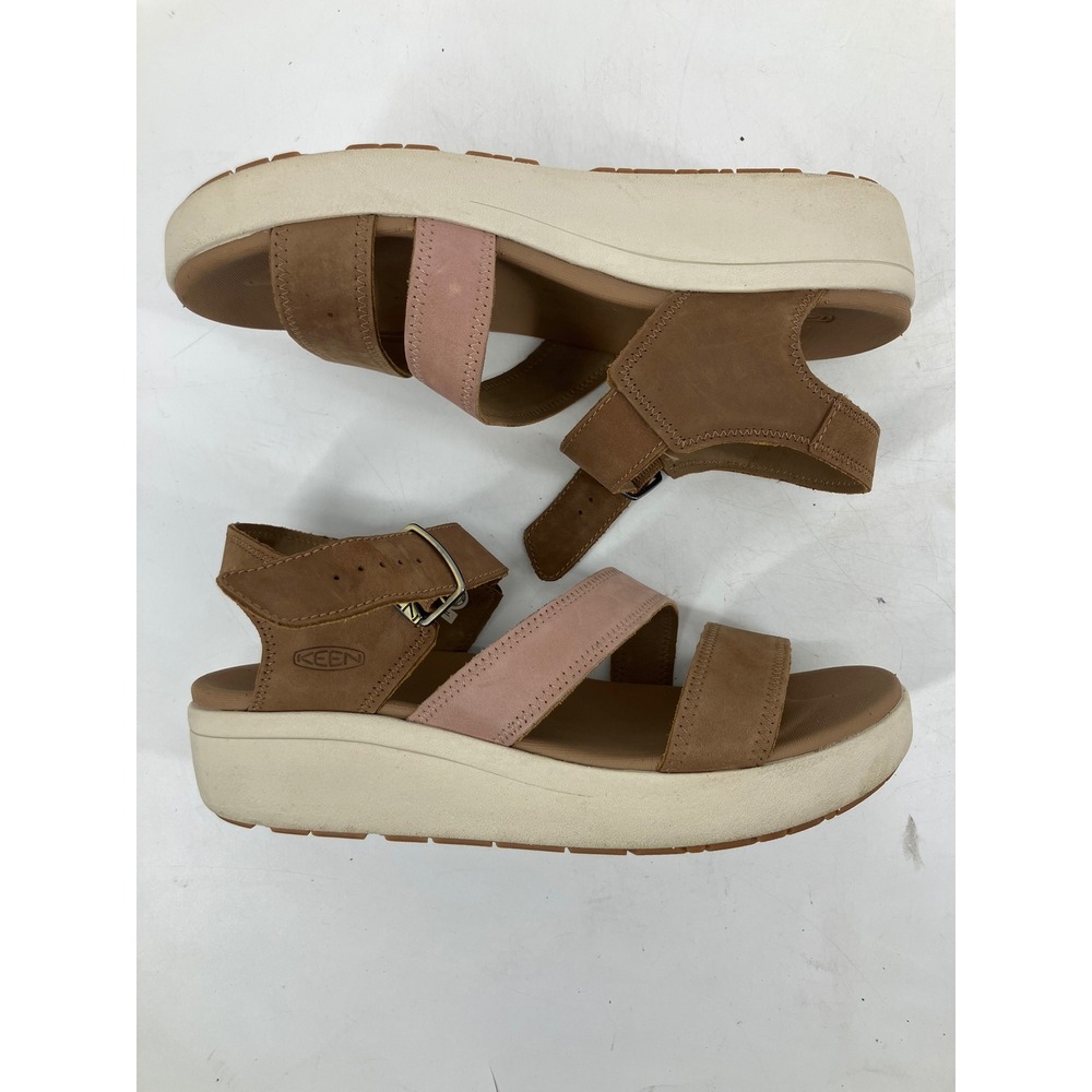 Keen Elle Backstrap Sandals Womens 8.5 Brown Pink Excellent Platform Wedge - Picture 4 of 9
